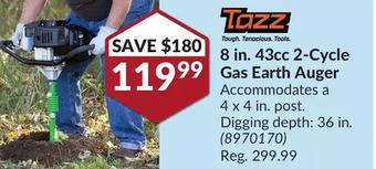 Princess Auto Tazz 8 in. 43cc 2-cycle gas earth auger offer