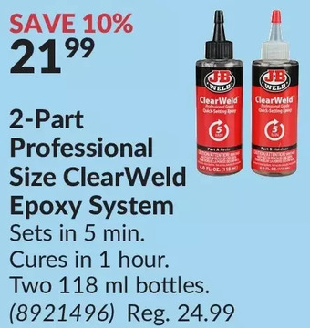 Princess Auto 2-part professional size clearweld epoxy system offer
