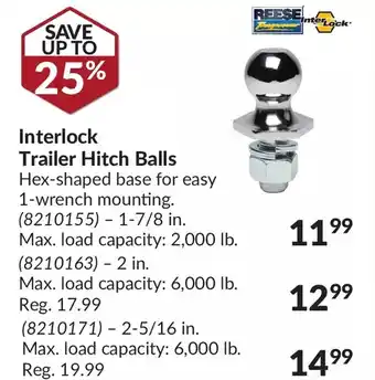 Princess Auto Reese towpower interlock trailer hitch balls 1-7/8 in. | 2 in. | 2-5/16 in. offer