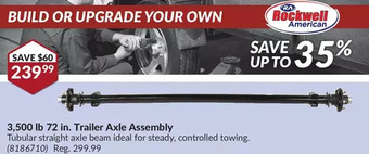 Princess Auto Rockwell american 3,500 lb 72 in. trailer axle assembly offer