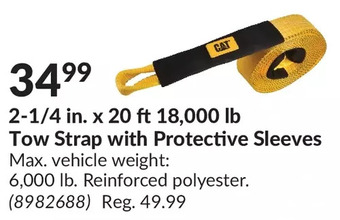 Princess Auto Cat 2-1/4 in. x 20 ft 18,000 lb tow strap with protective sleeves offer