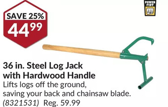Princess Auto 36 in. steel log jack with hardwood handle offer