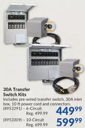 Princess Auto Reliance controls 30a transfer switch kits 6-circuit | 10-circuit offer