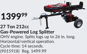 Princess Auto 27 ton 212cc gas-powered log splitter offer