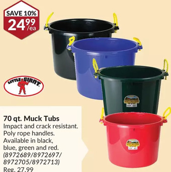 Princess Auto Little giant 70 qt. muck tubs offer
