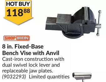Princess Auto Shop iron 8 in. fixed-base bench vise with anvil offer