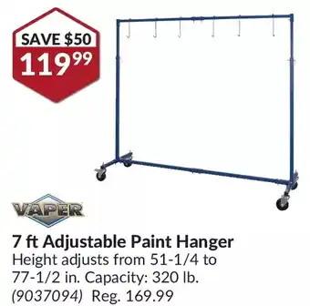 Princess Auto Vaper 7 ft adjustable paint hanger offer