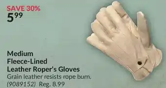 Princess Auto Medium fleece-lined leather roper's gloves offer