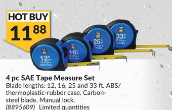Princess Auto 4 pc sae tape measure set offer