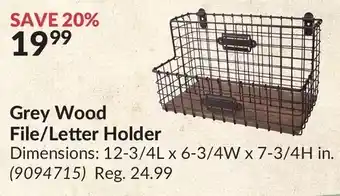 Princess Auto Grey wood file/letter holder offer