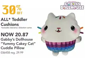 Babies 'R' Us Gabby's dollhouse "yummy cakey cat" cuddle pillow offer