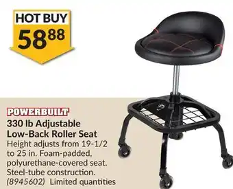 Princess Auto 330 adjustable low-back roller seat offer