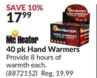 Princess Auto 40 pk hand warmers offer