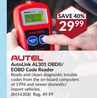 Princess Auto Autolink al301 obdii/eobd code reader offer