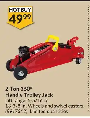 Princess Auto 2 ton 360° handle trolley jack offer