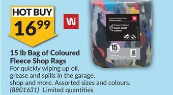 Princess Auto 15 lb bag of coloured fleece shop rags offer