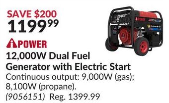 Princess Auto 12,000w dual fuel generator with electric start offer