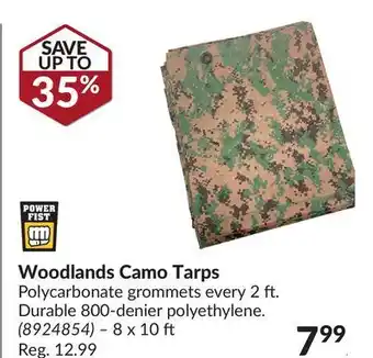 Princess Auto Woodlands camo tarps polycarbonate grommets offer