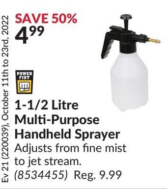 Princess Auto 1-1/2 litre multi-purpose handheld sprayer offer