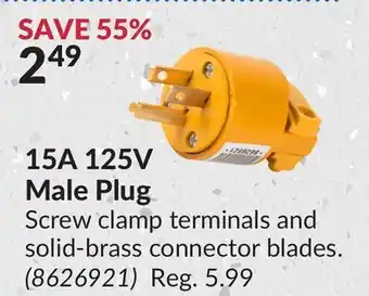 Princess Auto 15a 125v male plug screw offer