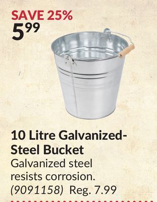 Princess Auto 10 litre galvanized-steel bucket offer