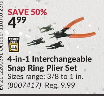 Princess Auto 4-in-1 interchangeable snap ring plier set offer