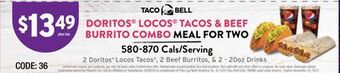 Doritos® locos® tacos & beef burrito combo meal for two
