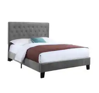 Aaron's 5 - piece amelia upholstered queen bed w/ tight top firm mattress & protector - dark grey offer