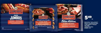 Real Canadian Superstore Schneiders juicy jumbos wieners, smoked sausages or blue ribbon bologna offer