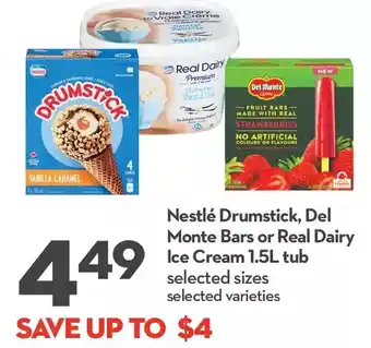 Longo's Nestle drumstick, del monte bars or real dairy ice cream tub offer