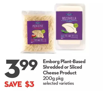 Longo's Emborg plant-based shredded or sliced cheese product offer