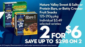 Longo's Nature valley sweet & salty or protein bars, or betty crocker fruit snacks offer
