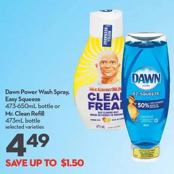 Longo's Dawn power wash spray, easy squeeze or mr. clean refill offer