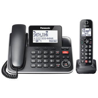 Best Buy Panasonic 1-handset dect 6.0 corded/cordless phone with answering machine (kxtgf870b) offer