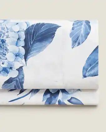 ZARA HOME Blue floral print flat sheet offer