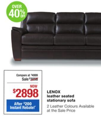 La Z Boy Lenox leather seated stationary sofa offer