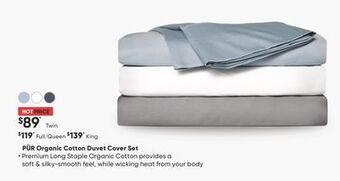 Sleep Country Pür organic cotton duvet cover set offer
