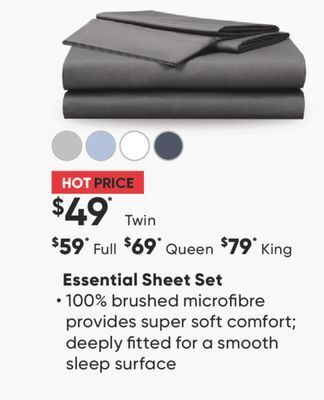 Sleep Country Essential sheet set offer