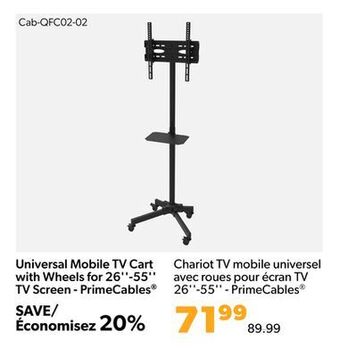 Shopper+ Universal mobile tv cart with wheels for 26"-55" tv screen - primecables offer