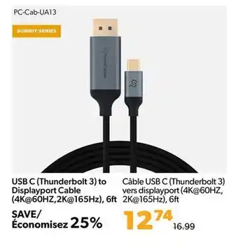 Shopper+ Usb c (thunderbolt 3) to displayport cable (4k@60hz,2k@165hz), 6ft offer
