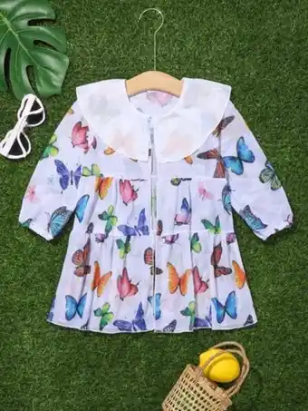 SheIn Toddler girls random butterfly print peplum kimono offer