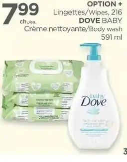 Proxim Option+ Wipes 215, Dove Body Wash 591 ml offer