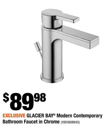 Home Depot Glacier bay modern contemporary bathroom faucet in chrome offer