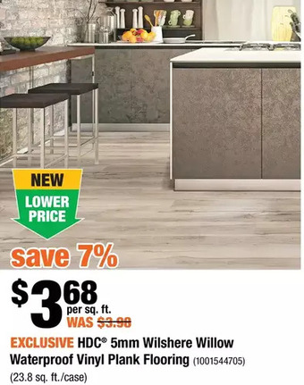 Home Depot Hdc 5mm wilshere willow waterproof vinyl plank flooring offer