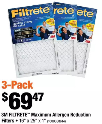 Home Depot 3m filtrete maximum allergen reduction filters offer