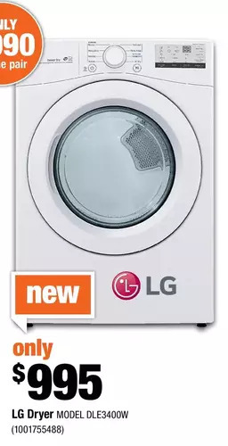 Home Depot Lg dryer offer