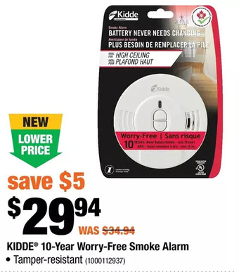 Home Depot Kidde 10-year worry-free smoke alarm offer