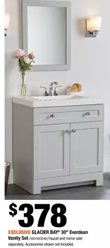 Home Depot Glacier bay 30" everdean vanity set offer
