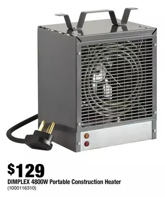 Home Depot Dimplex 4800w portable construction heater offer