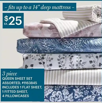 Giant Tiger 3 piece queen sheet set offer